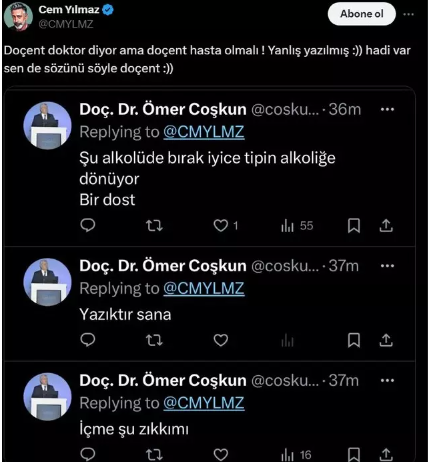 cem yilmaz alkolu birak diyen akademisyene sert yanit verdi